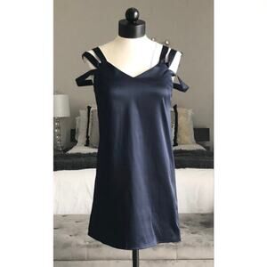 NWT ASOS Sleeveless Strappy Satin Tunic Mini Dress - Deep Navy Blue - Size 10